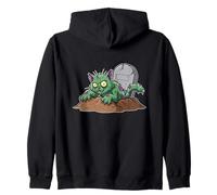 Gatto Zombie Che risorge dalla Tomba Felpa con Cappuccio