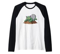 Gatto Zombie Che risorge dalla Tomba Maglia con Maniche Raglan