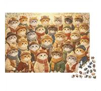Gattos 1000 Pezzi Puzzle Carta Riciclata Kitten Puzzle per Adulti Impossibile Difficile Stimolante Allevia la Demenza Senile Divertente 38x26cm/1000pcs