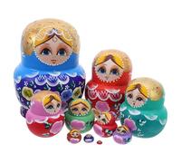 Gatuida 1 set di bambole russe in legno: 10 strati di matrioska, bambole fatte a mano impilabili a forma di fiore, per la decorazione della stanza da esposizione, collezione di giocattoli, compleanno,