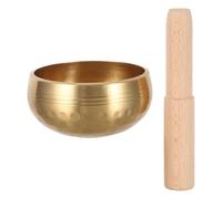 Gatuida 1 set di campane tibetane per meditazione - Campana sonora per la consapevolezza da 3" per yoga, realizzata a mano e martellata con in legno - Mini campana tibetana per meditazione per