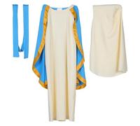 Gatuida 1 set di costume da Vergine Maria per bambine, vestito con mantello | Costume da Maria per bambina, composto da vestito, mantello, cintura, turbante e cappello. Adatto a taglie con circonferenza