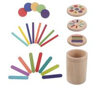 Gatuida 1 Set di Giocattoli per l'ordinamento di Forme e Colori per Bambini Piccoli - Secchiello in Legno per l'ordinamento Montessori - Bastoncini sensoriali per Il riconoscimento di Forme