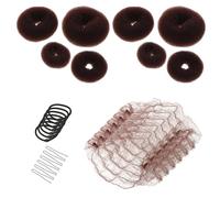 Gatuida 1 set di kit per chignon da balletto: kit per creare chignon a ciambella per capelli lunghi con retine elastiche marroni per capelli - modellatore per acconciature per balletto, feste e danza
