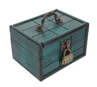 Gatuida 1 set di portagioie in legno retrò con lucchetto a combinazione - Baule decorativo per riporre i ricordi dei pirati, organizer rustico per il tavolo