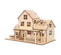 Gatuida 1 set di puzzle 3D in legno fai da te, edificio europeo, casa verniciabile, di villa in legno grezzo, progetto architettonico, decorazione da tavolo