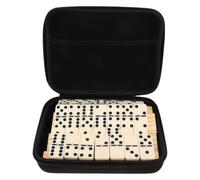 Gatuida 1 set di tessere del domino con supporto e custodia in legno per | 28 piastrelle in melamina, include 4 supporti e una borsa per il trasporto, superficie liscia, ideale per casa, scuola,