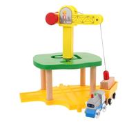 Gatuida 1 set di treni gru in legno per bambini con motore di ispezione di simulazione, accessori di espansione per binari ferroviari gru fai da te