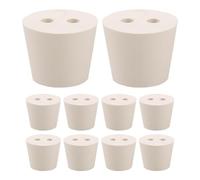 Gatuida 10 pezzi di tappi in gomma conici: tappo da laboratorio beige con due fori - tappo in gomma da laboratorio per fiale, provette, bottiglie per esperimenti chimici, diametro inferiore 28 mm