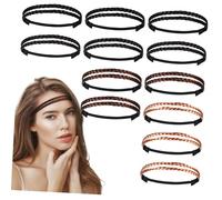 Gatuida 12 pezzi Fasce Elastiche Intrecciate per Donne Fascia Capelli con Nodo Doppio Accessorio Moda per Capelli Corti Ricci e Lisci Materiale Delicato e Antiscivolo Nero Marrone Oro
