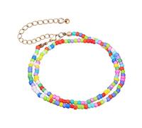 Gatuida 1pezzi Collana Donna Perle Colorate Collana Estiva Creativa Granelli Di Riso Accessorio Moda Unica Per Donne e Ragazze