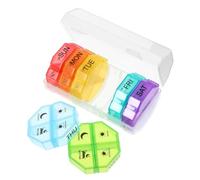 Gatuida 1set Portapillole Settimanale Viaggio Organizer Giornaliero Per Medicinali Con Scomparti Colorati Pill Box Compatto e Leggero Per Monitora Farmaci Da Lunedì Trasparente e Pratico