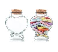 Gatuida 2 Bottiglie in a forma di cuore con tappo in sughero - Piccoli bicchieri da riempire per decorazioni di nozze - Progetti fai da te e feste creative da 50 ml a cuore vasi di per la