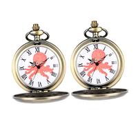 Gatuida 2 Pezzi Appesi Per Regalo Festa Portatile Ciondolo Retrò E Steampunk Incatenato Tasca Bambini Vintage Con Polpo Catena Delicata Orologio Squisito Ornamento Decorativo Cavo Stile