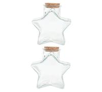 Gatuida 2 pezzi Bottiglie Trasparenti Forma Stella Cinque Punte con in Sughero da Bottiglie per Bottigliette per Profumi e Caramelle Resistenti e Facili da Trasportare