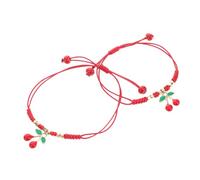 Gatuida 2 Pezzi Braccialetto braccialetti bracciali di corda bracciale in corda intrecciata bracciali avvolgenti intrecciati Bracciale intrecciato di coppia lega rosso