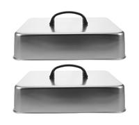 Gatuida 2 pezzi di coperchio rettangolare per imbastitura: cupola per fusione di formaggio in acciaio inossidabile - coperchio per cottura a vapore con manopola - cappa per griglia per barbecue, piano