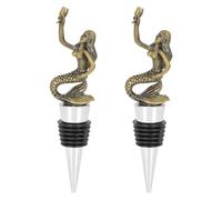 Gatuida 2 pezzi di tappi per bottiglie di vino a forma di sirena: tappi riutilizzabili per bottiglie di a forma di mare e oceano, decorazioni per di vino, salva per Natale, Halloween e matrimonio.