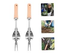 Gatuida 2 pezzi Estirpatore Erbacce Manuale con Manico in Legno Ergonomico Strumento per Rimuovere Erbacce con Radice da Giardino per Zappatura Aerazione e Trapianto Attrezzo Resistente e