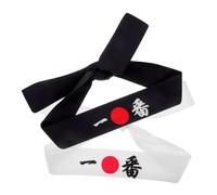 Gatuida 2 pezzi Fasce per Capelli in Stile Giapponese Samurai Headband per Sport e Cucina Fasce Regolabili per Karate Workout e Uso Quotidiano Design Tradizionale Bianco e Blu