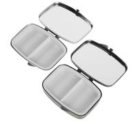 Gatuida 2 Pezzi Porta Pillole Portatile in Metallo con 2 Scomparti Separati, Design Sottile a Rettangolo Arrotondato per Viaggi e Spostamenti