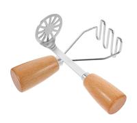 Gatuida 2 pezzi Schiacciapatate Manuale Acciaio Inox con Manico Legno per Purè di Patate e Verdure Utensile da Cucina Resistente e Pratico per Uso Domestico e Professionale