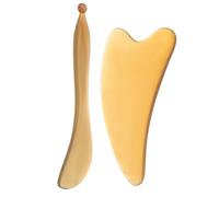 Gatuida 2 Pezzi Set di tavola di raschiatura del corno outlet gua sha mi massaggio per il viso demolizione massaggiatore cuoio capelluto strumento di massaggio dei punti trigger corna