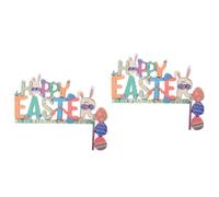 Gatuida 2 Pezzi Telaio della Porta di Pasqua Angolo Coniglio Segni Parete di Grandi Dimensioni Sospeso Ornamenti Decorazioni Bunnies Decorazione Murale Primavera di Legno Colorful
