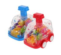 Gatuida 2 Push Car Toy With Transparent Body And Gears Friction Powered Press To Go Vehicle For Montessori Learning And Indoor Outdoor Play