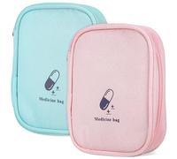 Gatuida 2 Pz Contenitore Per Pillole Da Viaggio Borsa Di Pronto Organizzatore Di Pillole Quotidiane Piccolo Custodia All'aperto Cerniera Panno Oxford Impermeabile Viaggiare
