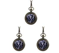 Gatuida 2 Pz Uomini- Teschio Scheletro Catena di Quarzo Scala Regalo Liscio Tasca Fantasma Retro Vintage con Numeri da in Bronzo Orologio Arabo Classico per Antiquariato