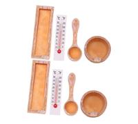 Gatuida 2 Set Accessori Miniatura per Casa delle Bambole con Secchio Sauna e Termometro Decorazione Scena Spa Estiva Accessori Versatili per Ambientazioni Sauna e Bagno