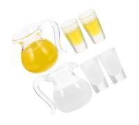 Gatuida 2 set Mini Brocche e Tazze in Vetro per Case delle Bambole Accessori Decorativi Miniatura Realistici per Scenari Colori Vivaci Succo d Arancia e Latte