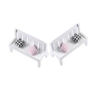 Gatuida 2 set Miniature Mobili per Casa in Stile Country Mini Panchine Bianche in Miniatura per Decorazioni Casa Bambole e Modelli Desktop Piccoli Accessori per Simulazione e Paesaggi in