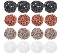 Gatuida 20 Pezzi Palline Decorative in Rattan Intrecciato 45mm, Set