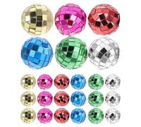 Gatuida 24 mini palline da discoteca in plastica a specchio per casa delle bambole 1/12, palline da discoteca arcobaleno da 3 cm, decorazioni per feste KTV, bar, Natale, eventi e feste.