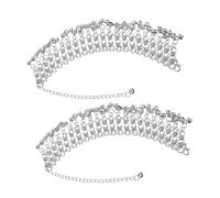 Gatuida 2pezzi Cavigliera Campanella e Catena di Perle Bracciale alla Caviglia Strati Regolabile Accessorio Etnico per Danza Spiaggia e Festival