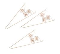 Gatuida 3 Cake Topper in Legno Intagliato One per Prima Compleanno Decorazione Stabile per Torte e Celebrazioni Banner Festivo Elegante per