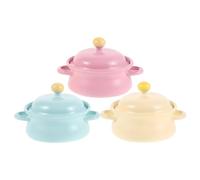 Gatuida 3 pentole in miniatura: pentole per zuppa per case delle bambole con coperchi - mini utensili da cucina, accessori per modellini - decorazioni per piccole case per micropaesaggi di casette da