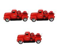 Gatuida 3 Pezzi Auto retrò Rosso in Plastica e Ferro per Natale | Stile Classico Vintage, Effetto Brillante e Superficie Liscia, per Tavoli, Mensole e Decorazioni Festive