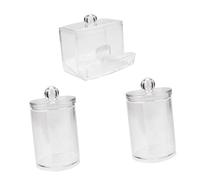 Gatuida 3 pezzi Contenitori Trasparenti per Cotton Fioc Rotondi in Durevole Organizer Bagno Compatto e Leggero per Dischetti Struccanti e Tamponi Custodia Protettiva Antipolvere per