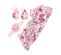 Gatuida 3 Pezzi Set a Tre Pezzi Di Abbigliamento Per Bambola Che Fa i Primi Passi Infantile Vestiti Neonati Fiore Floreale Da Neonata Neonato Bambina Rosa Cotone