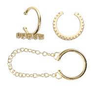 Gatuida 3 Pezzi Set di orecchie di leggero decorazioni per le orecchie di strass orecchino scalatore dell'orecchio polsini auricolari abbaglianti orecchino avvolgente rame D'oro