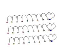 Gatuida 30 Pezzi Acciaio Inossidabile Anello Naso Chiodo Nasale Chirurgico Gioielli Piercing Pietre Decorative Uso Durevole Festa Club Matrimonio Occasione Uomo Donna Regalo Amici Familiar