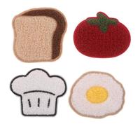 Gatuida 4 clip per frangia senza lasciare traccia, a forma di cibo e | Cappello da chef, design con pane, pomodoro e uovo fritto, fermaglio per la fronte, adesivo riutilizzabile per fissare i