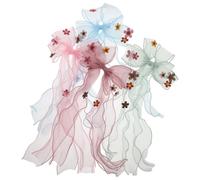 Gatuida 4 fiocchi per capelli in tulle per bambine - Grandi fermagli con nastro a coda lunga, graziosi accessori per costumi da principessa da sposa per neonati