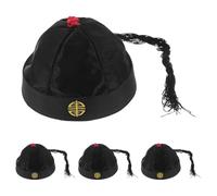 Gatuida 4 Pezzi Cappello Antico Stile Cinese in Nylon Nero per Adulti, Design Elegante e Leggero, Adatto per Recite Teatrali e Cosplay di Imperatori della Dinastia Qing