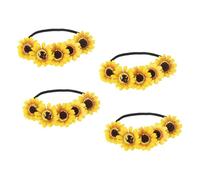 Gatuida 4 Pezzi Fasce Capelli Girasole Elastico Leggero Corona Floreale Boho per Matrimonio Halloween Vacanze e Foto
