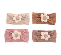 Gatuida 4 pezzi fasce per capelli a forma di fiore per bambine, turbante, fiocchi per capelli elastici, accessori per per bambini, neonati e bambini piccoli.