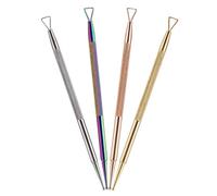 Gatuida 4 pezzi Penne per Unghie in Acciaio Doppia Punta con Spingi Cuticole e Dotting Pen per Rimozione Gel e Decorazioni Manico Ergonomico Antiscivolo Rosa e
